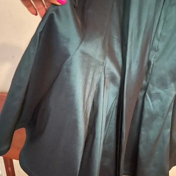 Blue Ruched Wrap Gown with Notched Collar - Picture 6 of 6